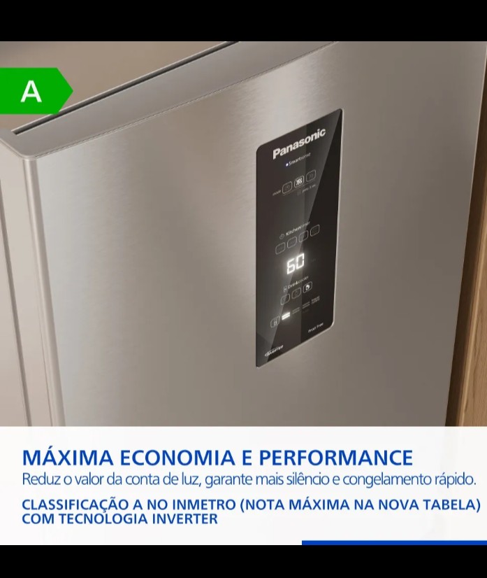 Interior do Refrigerador Panasonic 475L Aço Escovado NR-BB64PV